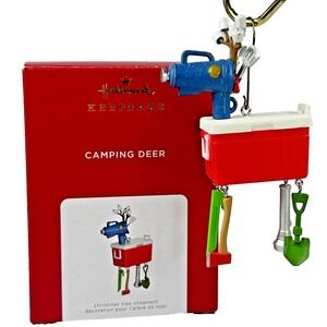 Hallmark CAMPING DEER 2021 Keepsake Ornament Cooler Camp Tools Coffee Pot & More